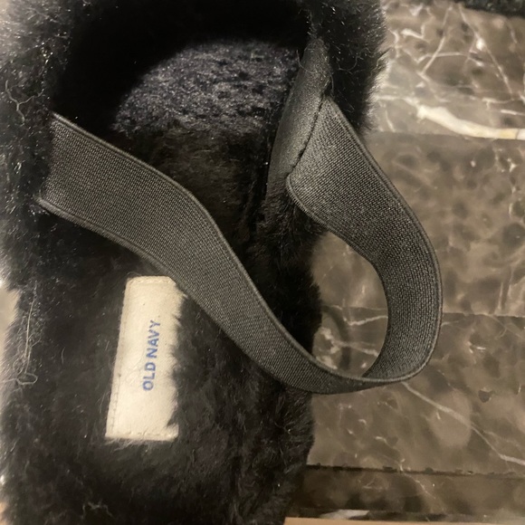 Black faux fur open toe slipper sandals - Picture 2 of 4
